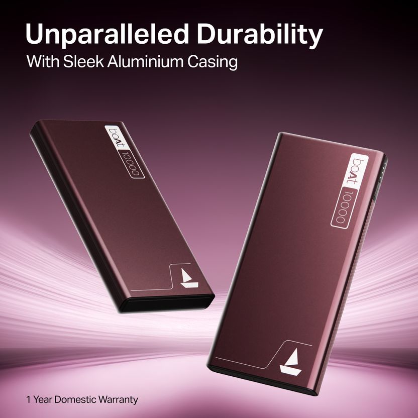boAt 10000 mAh 22.5W Slim Power Bank Burgundy - Image 8
