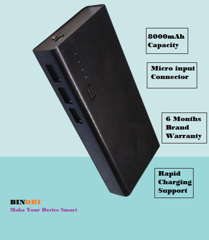 Binori 8000 mAh 11W Compact Power Bank (Black) - Image 2