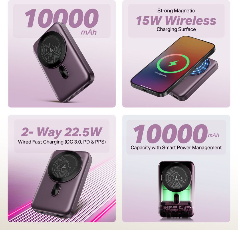 boAt 10000 mAh 22.5 W Wireless MagSafe Power Bank - Image 2
