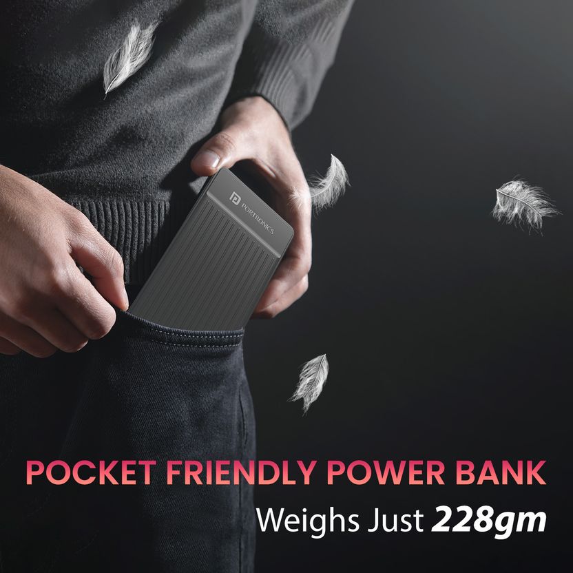 Portronics 22.5W Ultra Slim Pocket Power Bank (Black) - Image 4