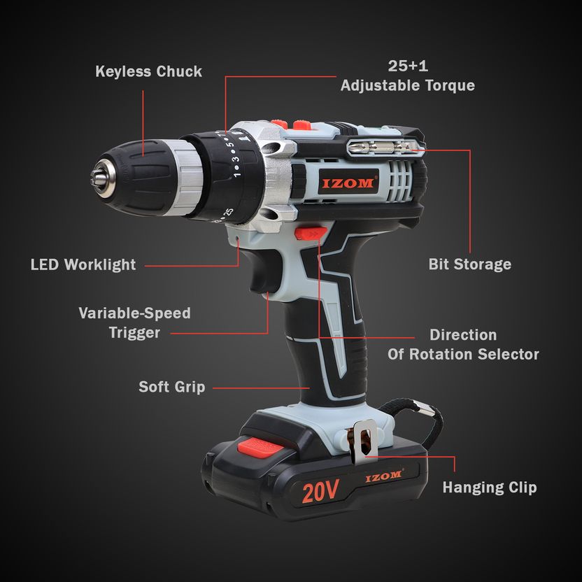 IZOM 20V Cordless Drill IM-DM-5P-V2 10 mm - Image 6