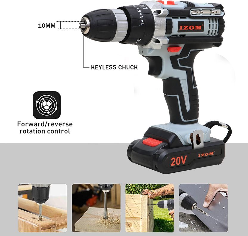 IZOM 20V Cordless Drill IM-DM-5P-V2 10 mm - Image 7