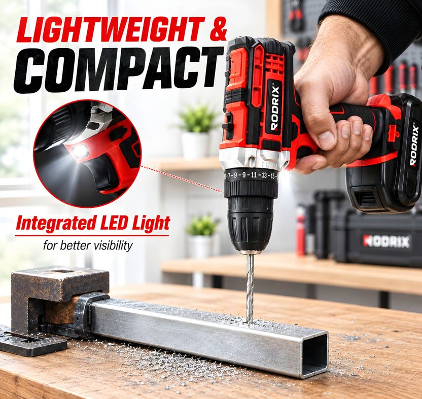 Rodrix 21V Cordless Drill Machine 30Nm 2-Speed 10mm - Image 6