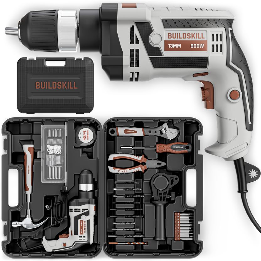 BUILDSKILL 800W Corded Impact Drill Kit - Image 3