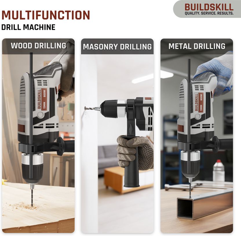 BUILDSKILL 800W Corded Impact Drill Kit - Image 7