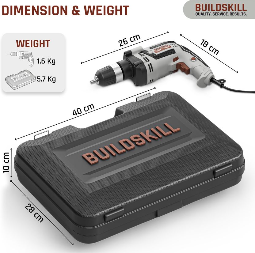 BUILDSKILL 800W Corded Impact Drill Kit - Image 9