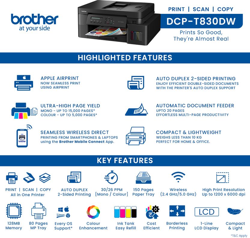 Brother DCP-T830DW Color Ink Tank Printer - Image 8