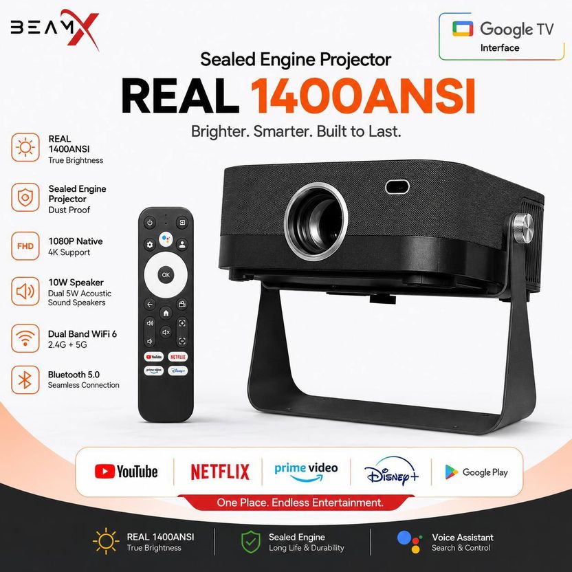 BeamX Flash 2X GTV 1400ANSI 1080P Projector - Image 3