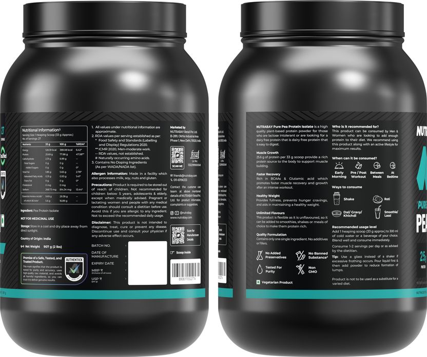 Nutrabay 100% Pea Isolate Plant-Based Protein 2 pounds - Image 8