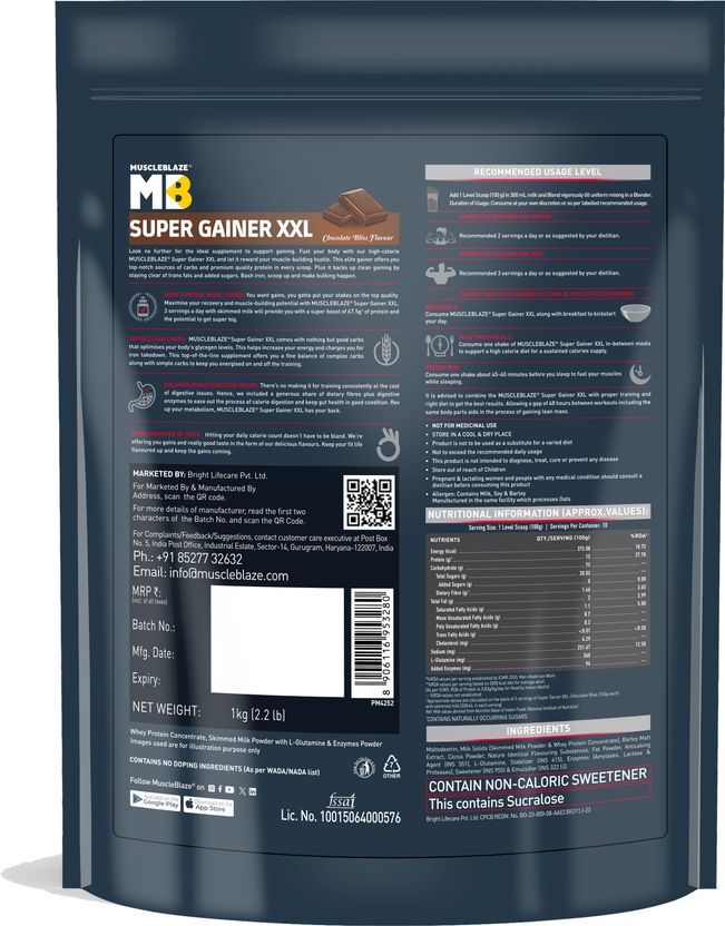 MUSCLEBLAZE Super Gainer XXL 5 kg - Image 4