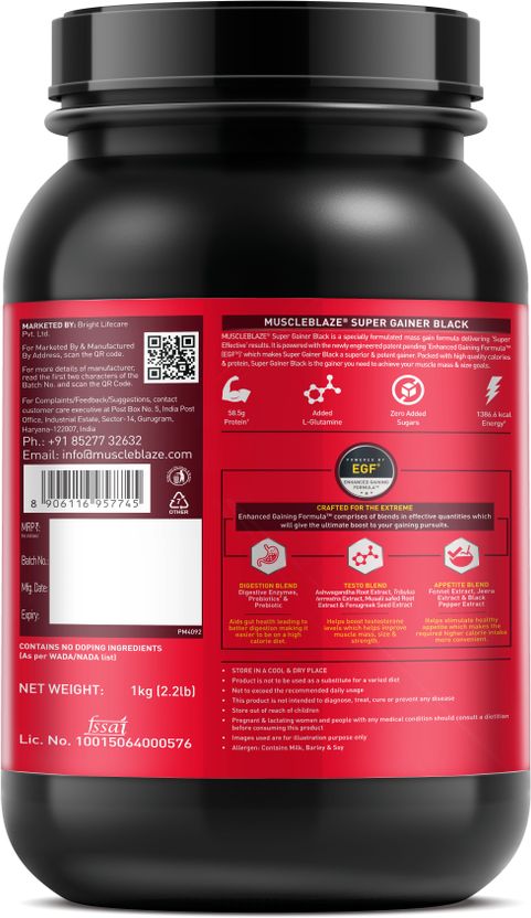 MUSCLEBLAZE Super Black Mass Gainer 2 kg - Image 4