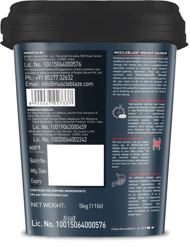MUSCLEBLAZE Weight Gainers with Digezyme - Image 6
