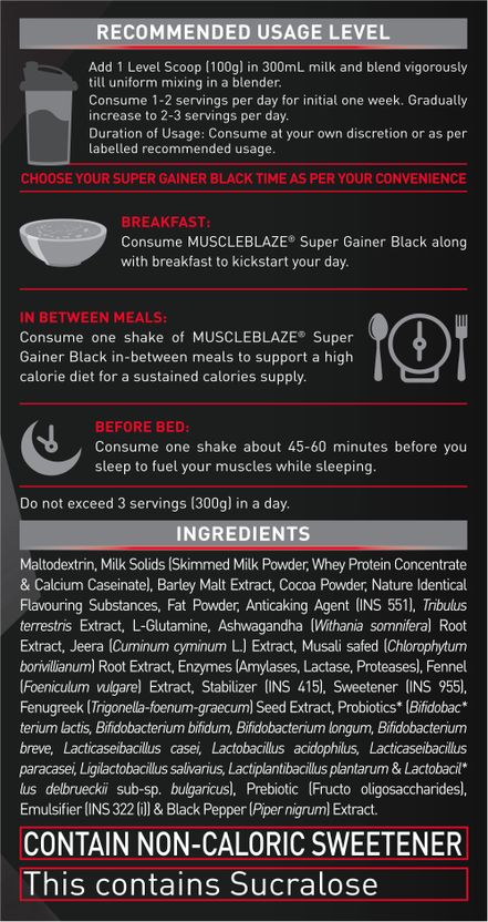 MUSCLEBLAZE Super Black Mass Gainer 2 kg - Image 5