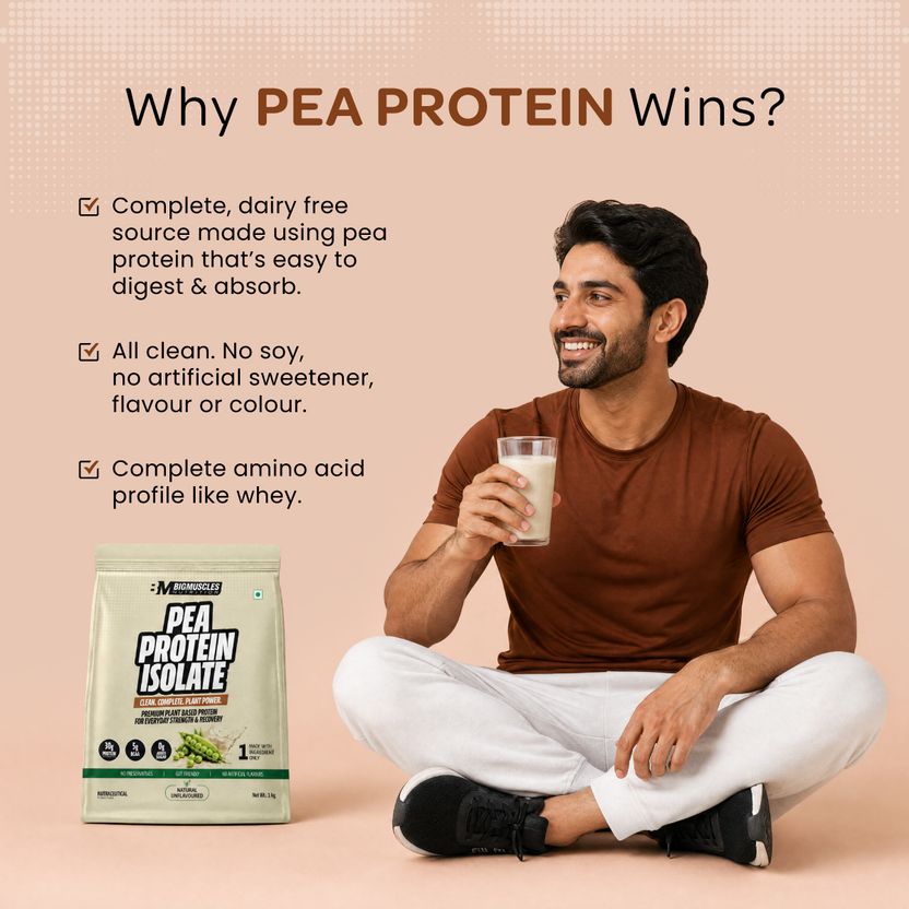 BIGMUSCLES NUTRITION 100% Pea Protein Isolate Protein Powder | Complete Amino Acid Profile | 30g Plant-Based Protein Price in India - Image 8