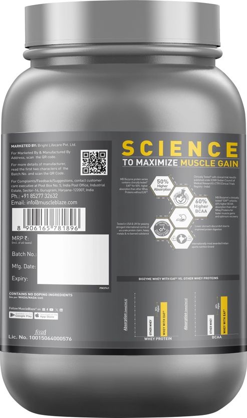 MUSCLEBLAZE Biozyme 25g Whey Protein - Image 5