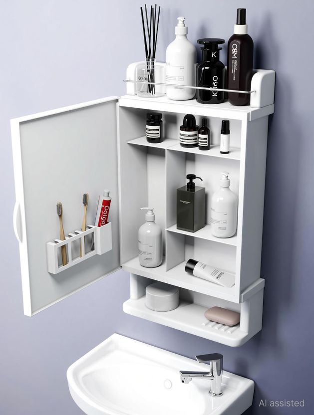 GLOXY Wall Mount Cabinet with Mirror Door - Image 3
