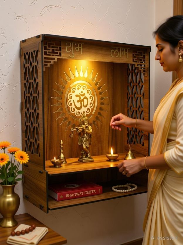 Gojeeva Kraft Engineered Wooden LED Temple - Image 3