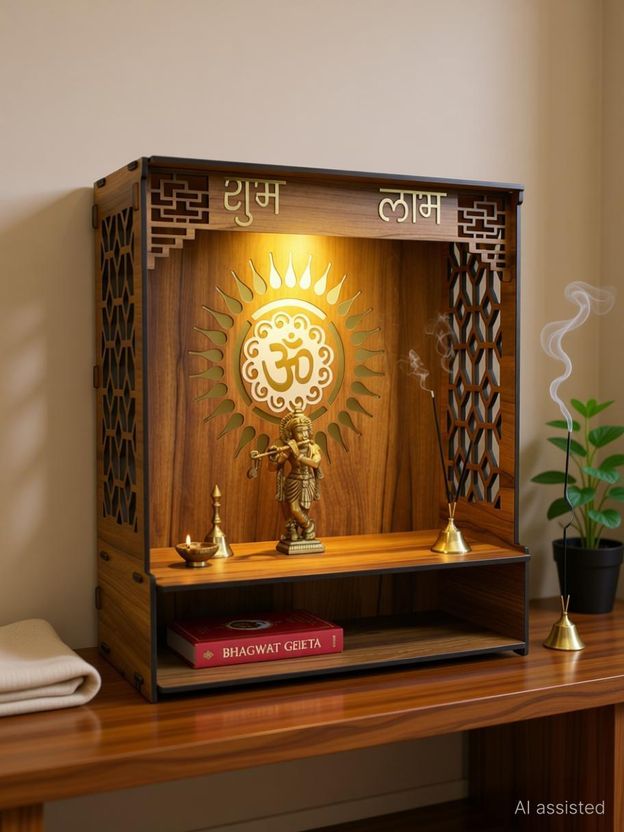 Gojeeva Kraft Engineered Wooden LED Temple - Image 4