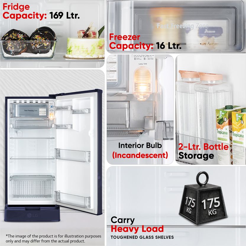 LG 185 L Direct Cool Single Door Refrigerator - Image 4