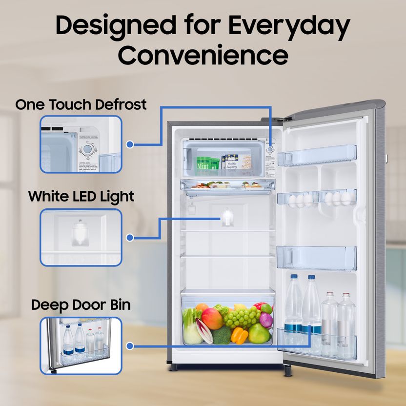 Samsung 189 L Direct Cool Single Door 5 Star Refrigerator - Image 7