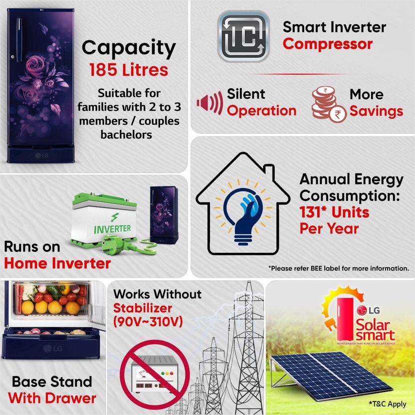 LG 185 L Direct Cool Single Door Refrigerator - Image 3