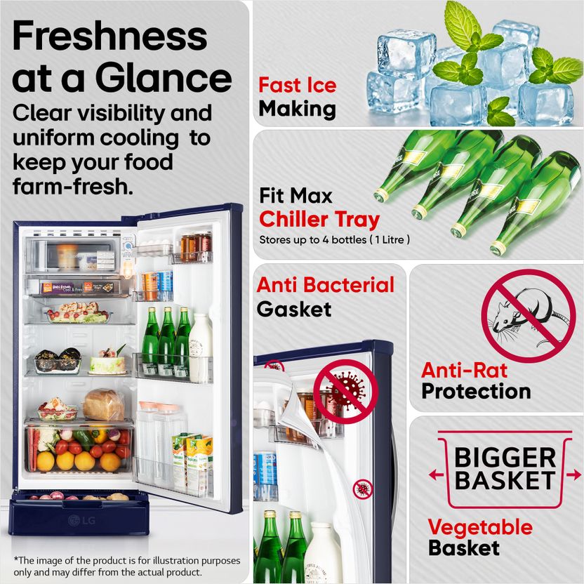 LG 185 L Direct Cool Single Door Refrigerator - Image 5