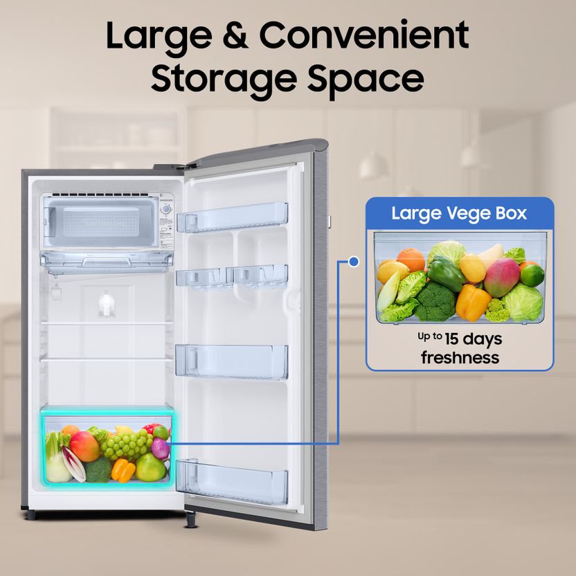 Samsung 189 L Direct Cool Single Door 5 Star Refrigerator - Image 8