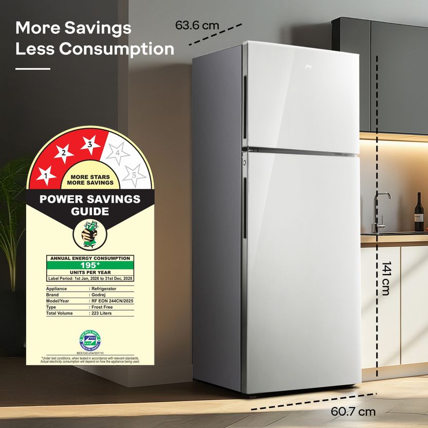 Godrej 223 L Frost Free Double Door 3 Star Refrigerator - Image 7