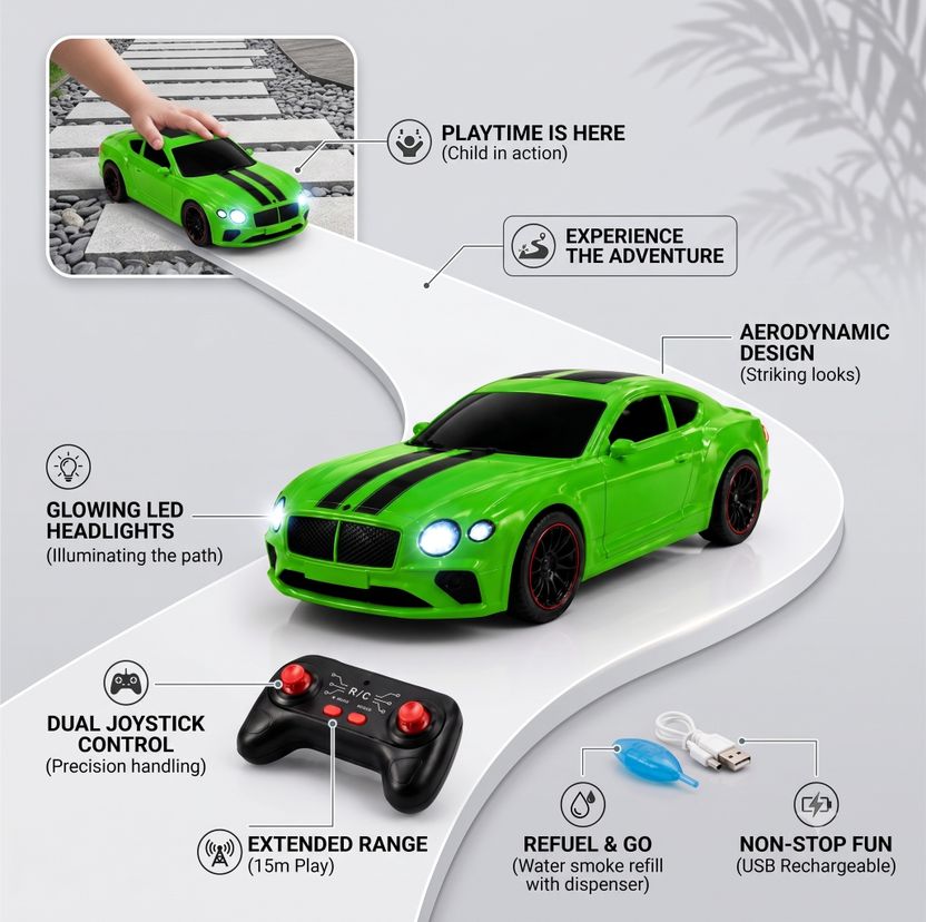 Pick N Nick Toys Bentley Green R/C Car - Image 3
