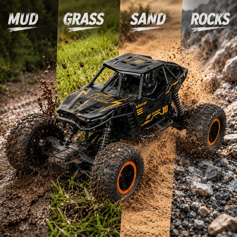 Buddynjoy RC Off Road Monster Truck 4x4 Rock Crawler High Speed Remote Control Car - RC Off Road Monster Truck 4x4 Rock Crawler High Speed Remote Control Car . Buy Rock Car toys in India. shop for Buddynjoy products in India. - Image 7