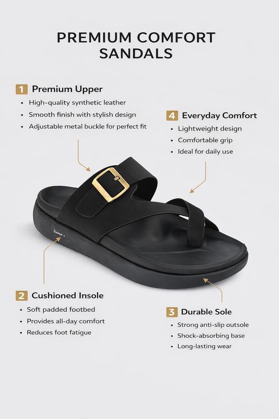Arivo Men Sandal Black Size 6 - Image 5