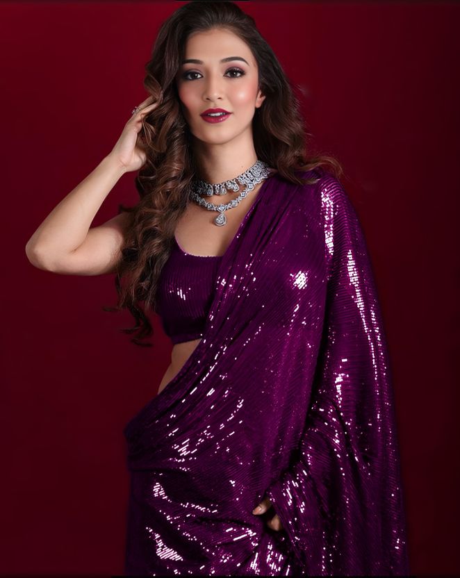 BALAJI TEXTILES एम्ब्रॉइडरेड बॉलीवुड आर्ट सिल्क साड़ी (नीला) - Image 2