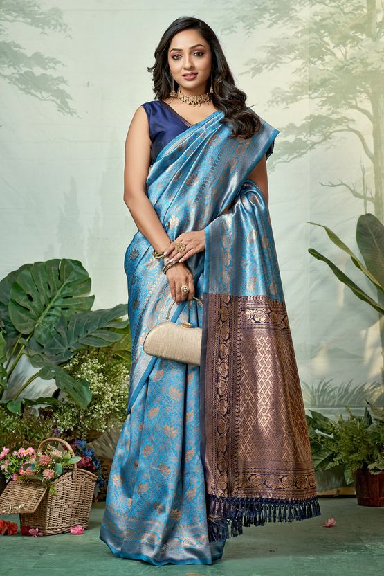 SURUKH Woven Banarasi Jacquard Silk Blend Saree (Multicolor) - Image 8