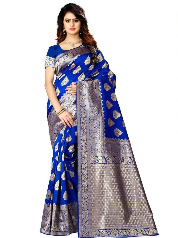 Shoppershopee Woven Kanjivaram Silk Blend Saree (Maroon) - Image 10