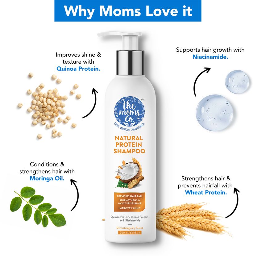 The Moms Co. Shampoo with Hydrolyzed Silk & Wheat Proteins 200ml - Image 4