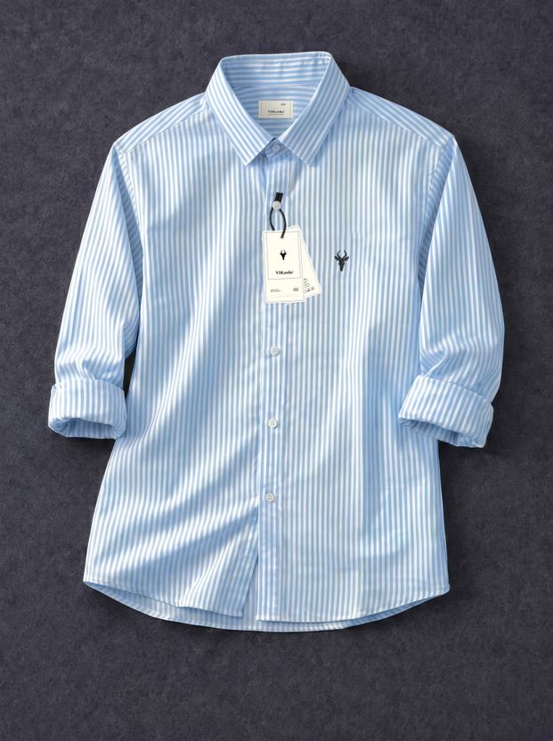 vdlooks Men Striped Casual Pink, White Shirt - Image 5