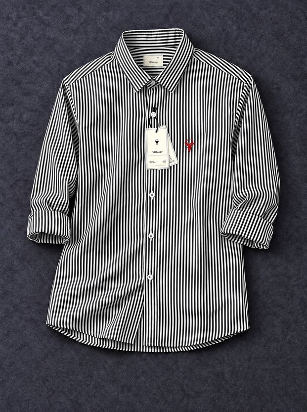vdlooks Men Striped Casual Pink, White Shirt - Image 4