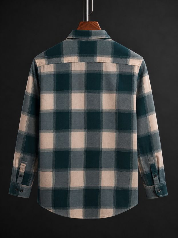 VELLOSTA Men Dark Green Checkered Shirt - Image 2