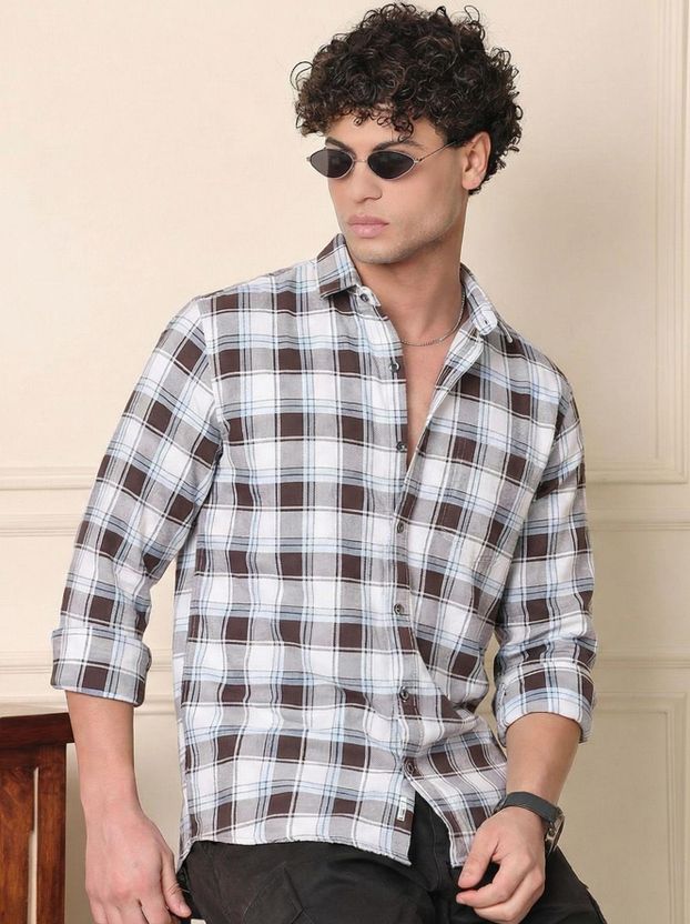 METRONAUT Men Checkered Casual Multicolor Shirt - Image 10