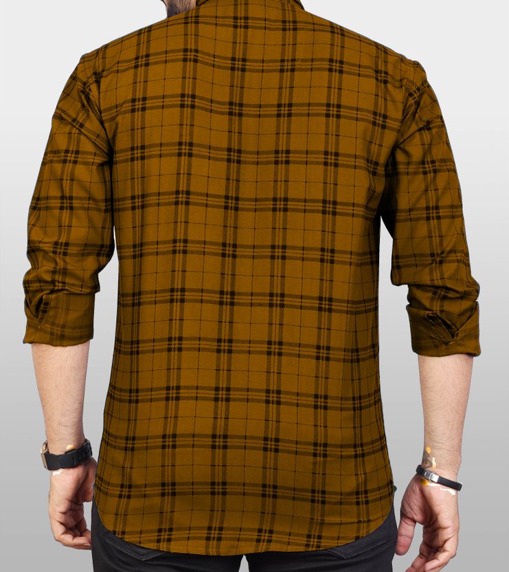 HKV Men Checkered Casual Brown, Black Shirt - Image 2
