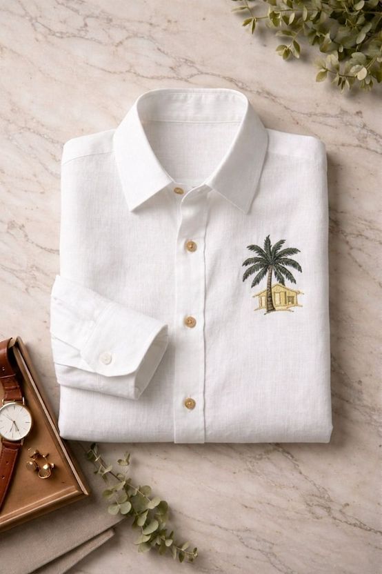 BE UNIQUE MENS Regular Fit Embroidered Casual Shirt - Image 3