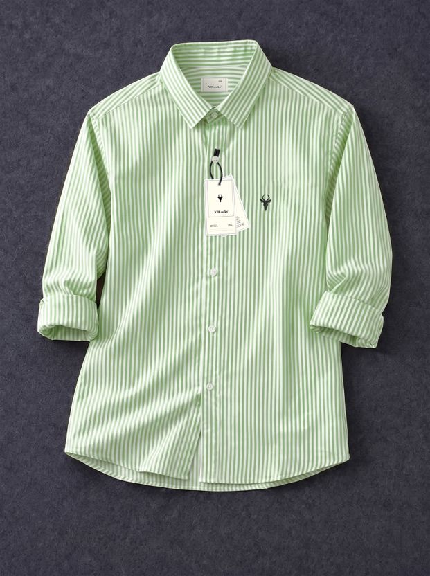 vdlooks Men Striped Casual Pink, White Shirt - Image 7