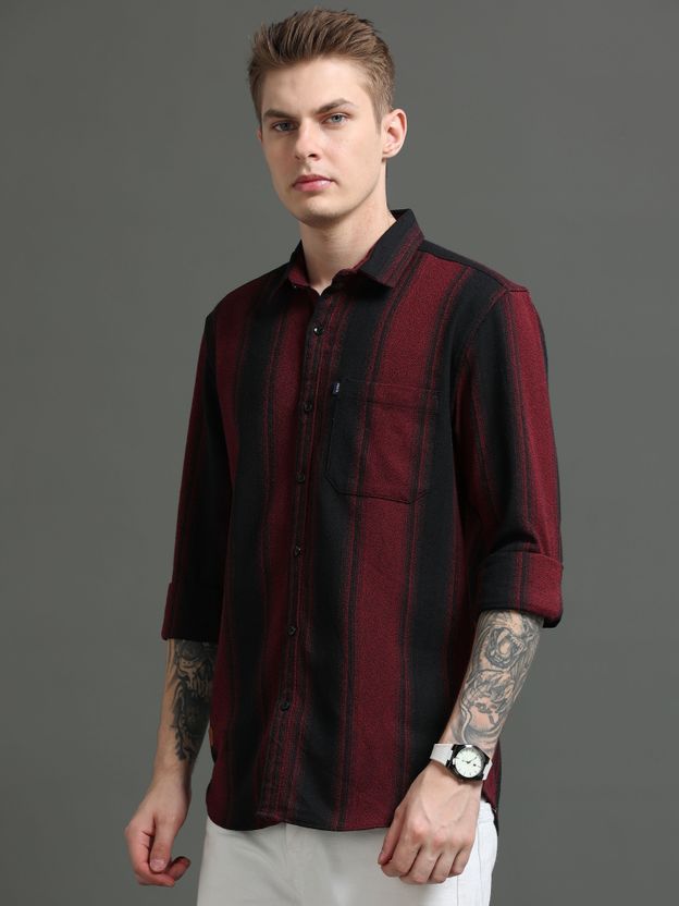 Rope Men Striped Red, Black Shirt - Image 3