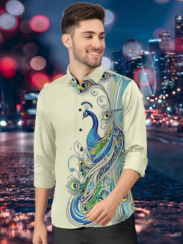 jnm Men Regular Fit Printed Spread Collar Shirt - Image 4