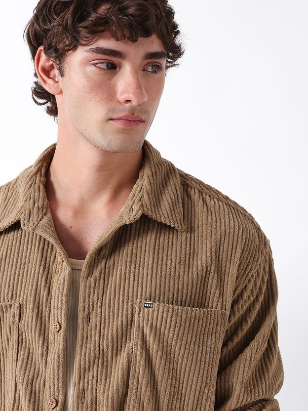THE BEAR HOUSE Men Striped Casual Beige Shirt - Image 4