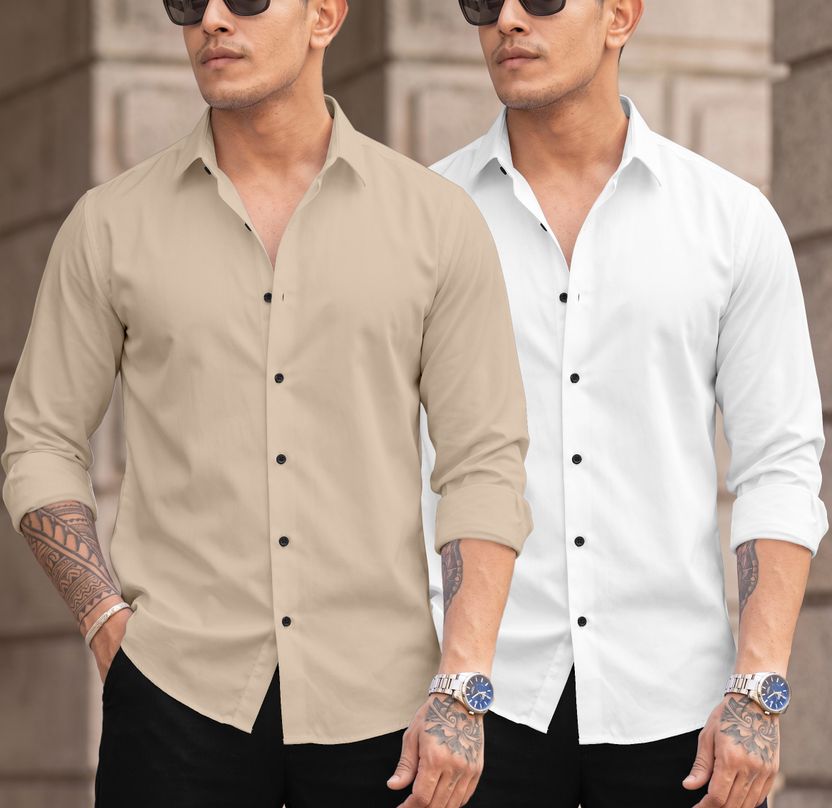 DARKMODE Men Solid Casual White, Black Shirt - Image 6