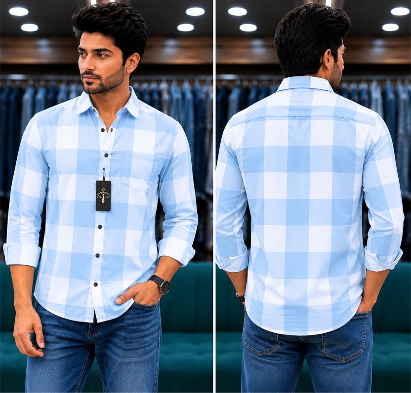 Zoitgiest Men Checkered Casual Blue, White Shirt - Image 2