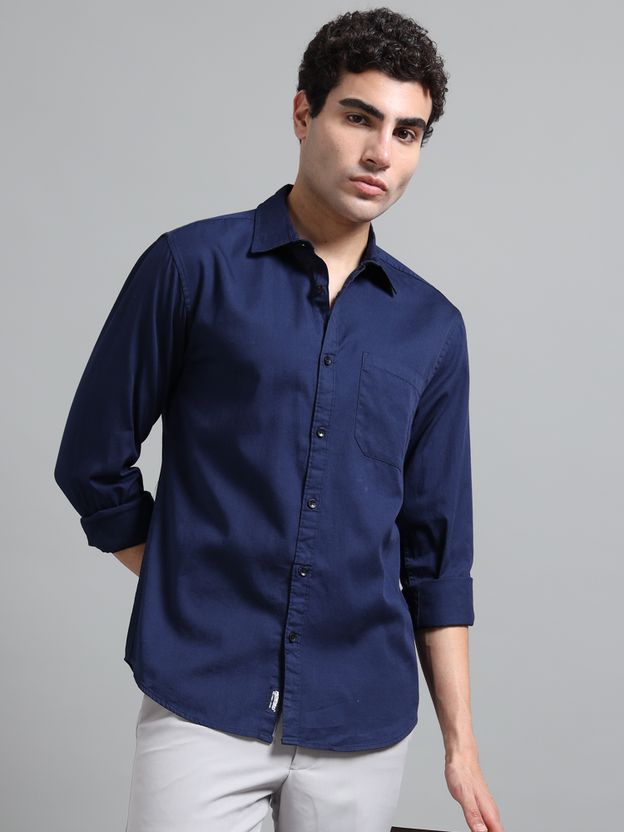 Proword Men Dark Blue Casual Shirt - Image 2