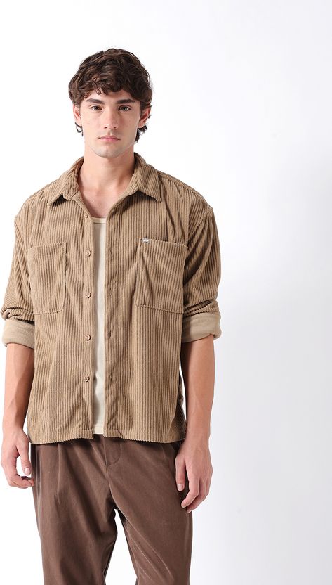 THE BEAR HOUSE Men Striped Casual Beige Shirt - Image 1