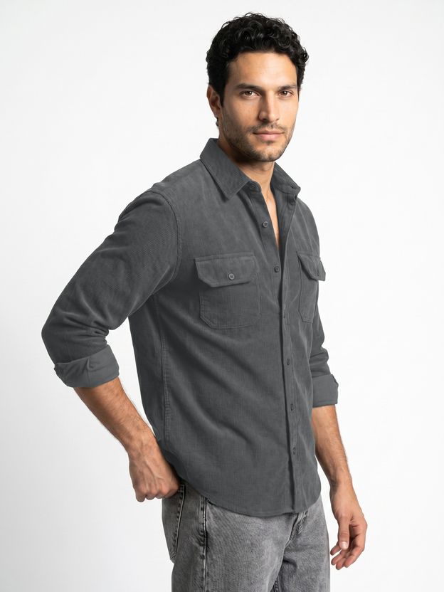 Urbano Men Grey Casual Shirt - Image 2
